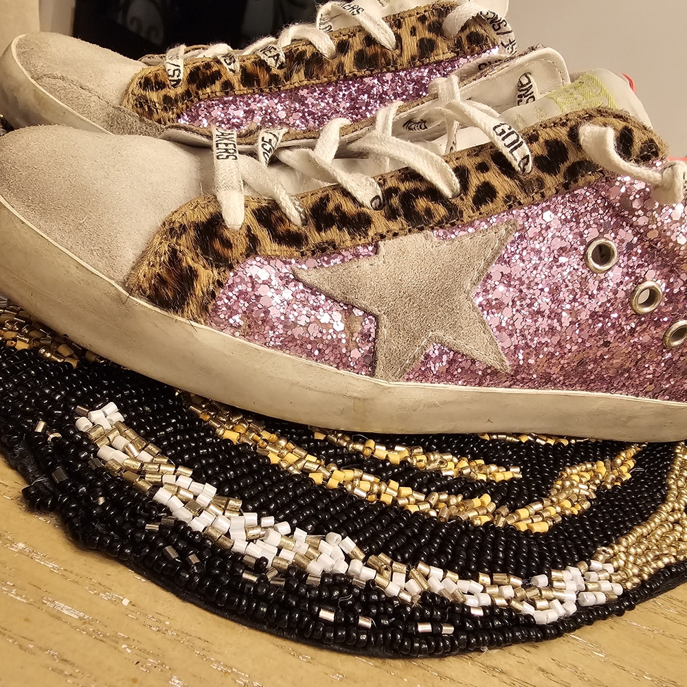 Golden Goose Pink Glitter Leopard Super-Star Sneakers